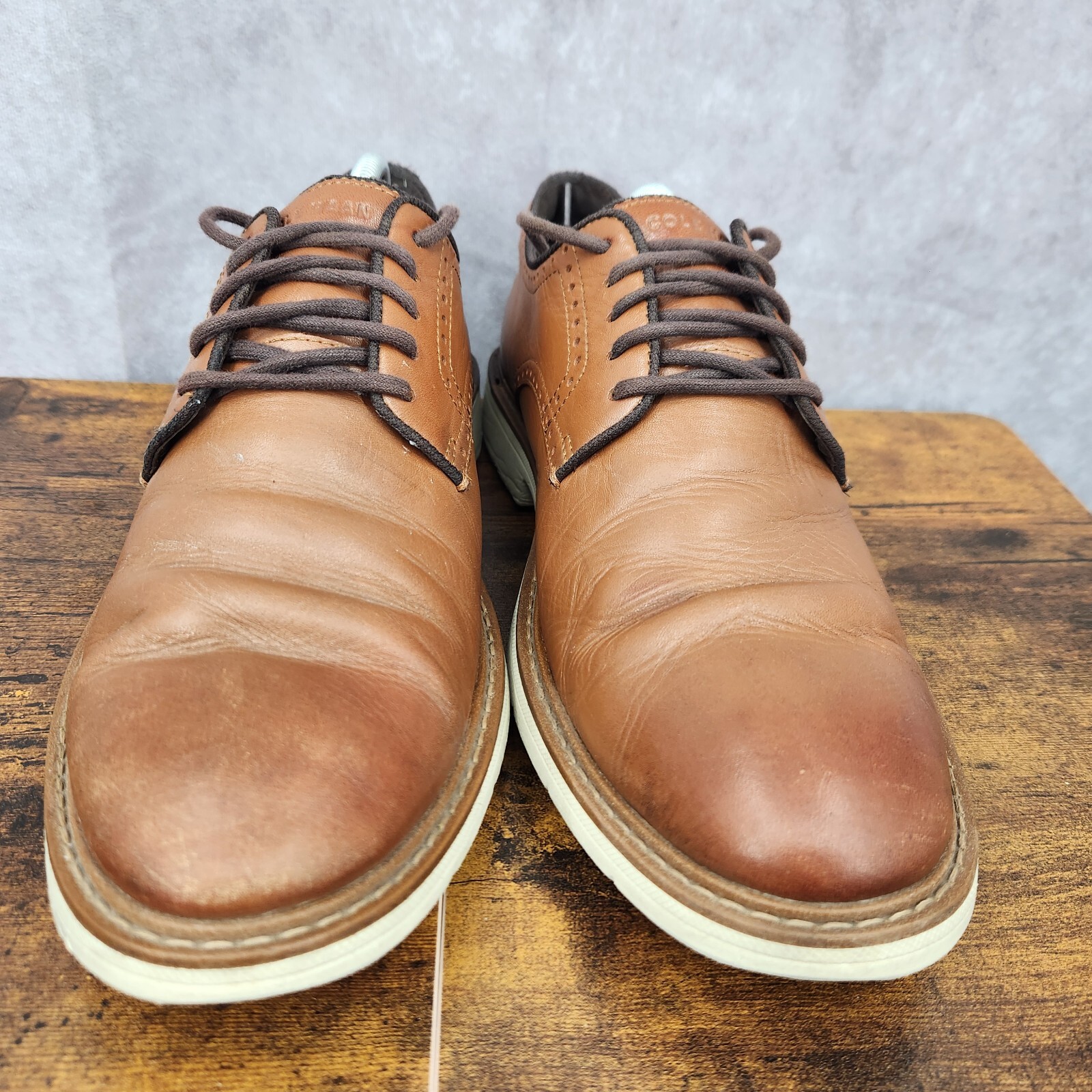 SAOLA Scarpe Oxford Cole Haan uomo 11 M vanno a punta liscia pelle marrone Oxford casual