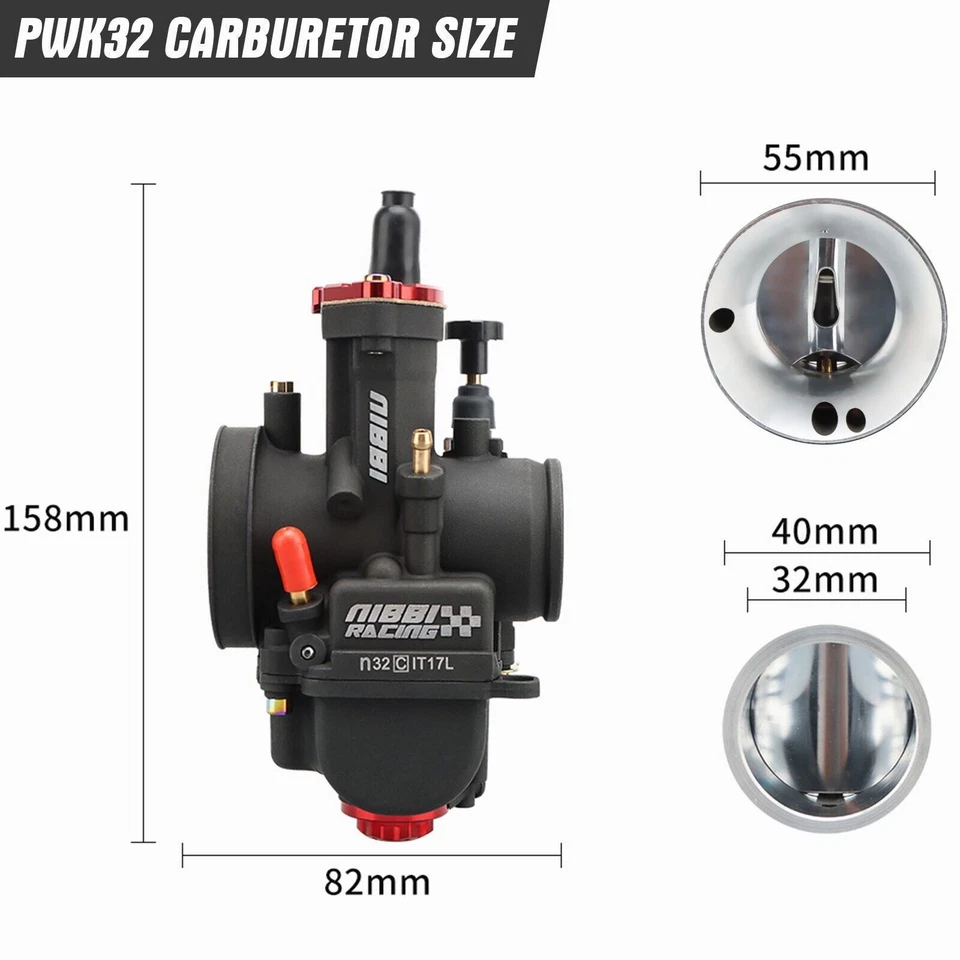 Carburador de carreras pre-chorro NIBBI PWK32mm para KLX250 KDX220R DR350 TM250 XT500 Foto 2 de 4