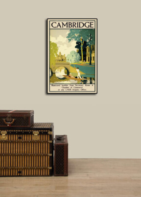 Cambridge - Vintage Style 1930s British UK Travel Poster - 24x36