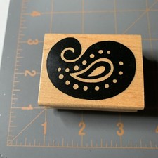 Zim Prints - Wood Rubber Stamp Paisley Design Swirl