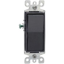 (5)-Leviton Decora Residential Grade 15 Amp Rocker Single Pole Switch, Black