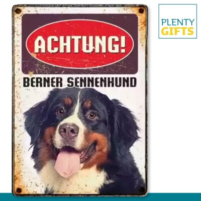 Plenty Gifts Blechschild Achtung! Berner Sennenhund Retro Deko Hund  210x148