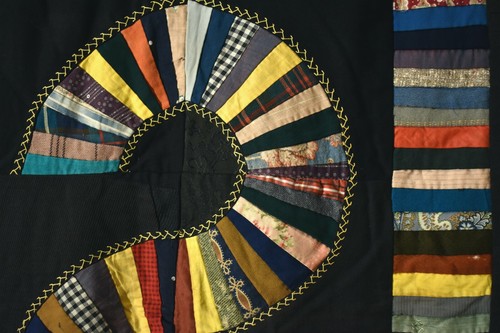 Amazing Folky Wool 1920's Letter "S" Fans Antique Quilt ~Piano Key Border! - Picture 7 of 10