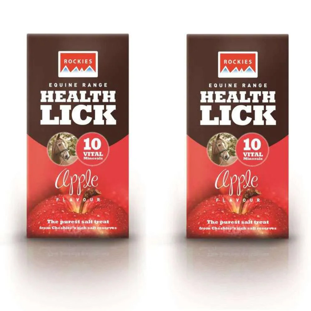 2 x Rockies Apple Lick 2kg Mineral and Salt Lick for Horse and Pony