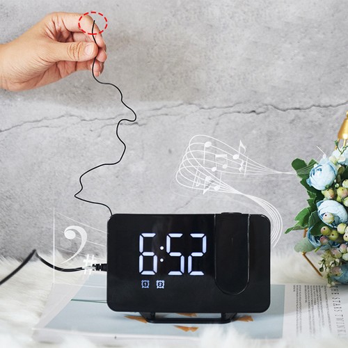 7" LED Digital Projector Projection Snooze Dual Alarm Clock FM Radio Timer - Picture 10 of 25