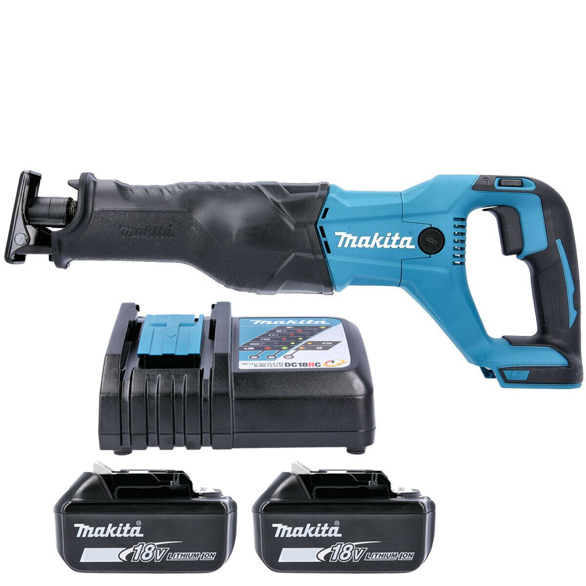 Makita DJR186 18V Cordless Reciprocating Saw With 2 x 3Ah Batteries & Charger