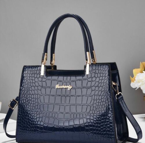 Women’s Navy Blue  Medium Faux Leather Danbaoly Handbag Alligator Shoulder Bag - Photo 1 sur 6