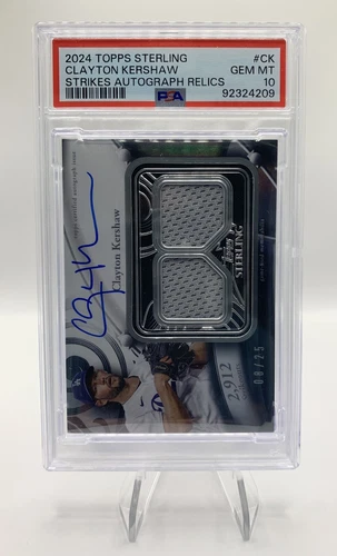 Clayton Kershaw 2024 Topps Sterling-Auto Dual Patch-PSA 10 POP 2 STAR-CK 8/25