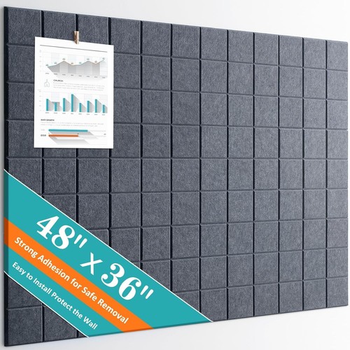 Versatile 12 Pack Corkboard Felt Tiles - Easy Install Wall Decor for Creativity - Picture 3 of 10