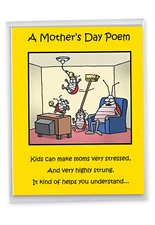 1 Jumbo Funny Mother's Day Greeting Card -  moms day poem  J0045