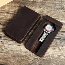 Genuine leather Portable Travel Watch Pouch Bag Watch Box Watch Protection Bag 