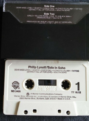 PHILLIP LYNOTT Solo In Soho CASSETTE - Picture 2 of 2