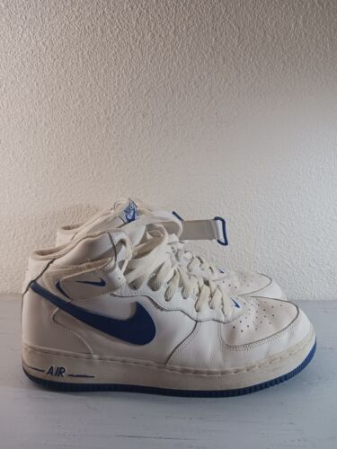 Vintage 2003 Nike Air Force 1 Mid White Sport Royal Blue 306352-141 sz 13 - Picture 2 of 9