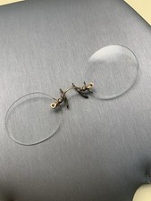 ANTIQUE PAIR OF 14K GOLD PINCE-NEZ FITS-U EYEGLASSES OVAL LENS ARMLESS
