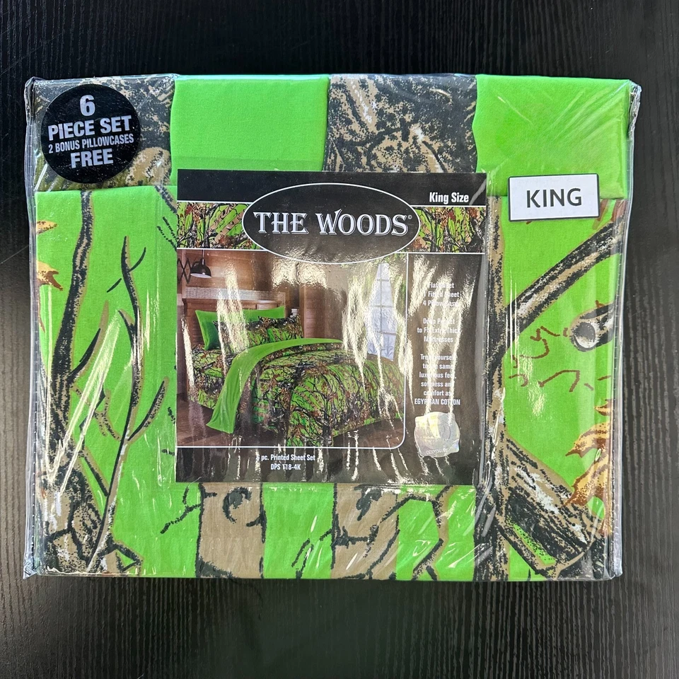 Juego de sábanas KING camuflaje verde 6 piezas, microfibra suave - 4 fundas de almohada Foto 3 de 4