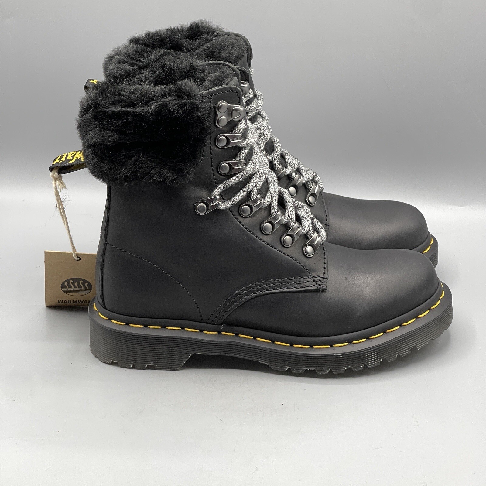 Doc Martens Women's 5 Black Leather Boots Faux Fur Lined WarmWair Serena Dr thumbnail 10