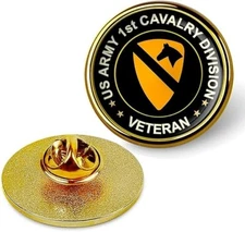 US Army 1st Cavalry Division Veteran Tie Suit Shirt Lapel Pin - Gold