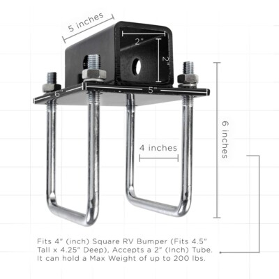 RV Bumper Hitch Receiver Adapter Trailer Camper Bike Cargo Carrier