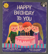 Happy Birthday For He's a Jolly Good Fellow 45 RPM Record Peter Pan Players Orch