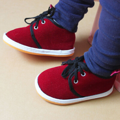 Scarpe Piatte In Velluto Per Bambina, Lace Up, Tradizionali Cinesi