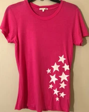 Sundry Stars Print Womens Tee T-Shirt Top Cotton/Modal Hot Pink Sz M(1 )NWOT