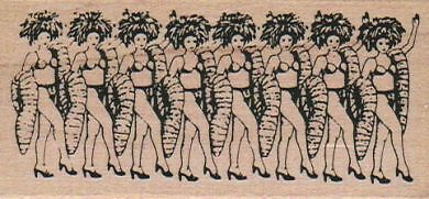 Showgirls/Small 1 3/4 x 3 1/4'' Rubber Stamp, Las Vegas Stamp, Showgirls