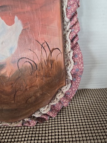 Vintage Folk Art Goose Welcome Sign Wood Hand Painted Fabric Border 18" - Picture 9 of 19