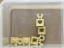 LEGO Parts - Tan Plate, 1 x 1 with Open O Clip Thick - No 4085d - QTY 5