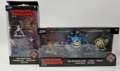 Lot of 2 Dungeons & Dragons Die Cast Figurines Toys Beholder Drizzt Elf Orc 