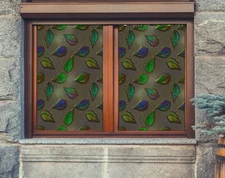 3D Green Purple D194 Window Film Print Sticker Cling Stained Glass UV Block An