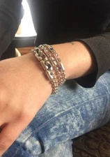 Women’s Swarovski Crystal Sterling Chain Cuff Wrap Bracelet, Custom Stone Bangle