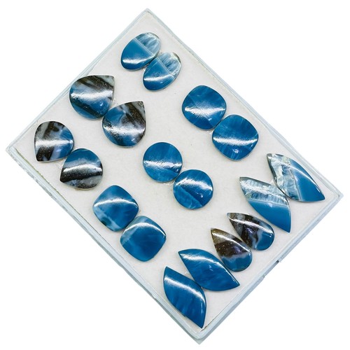9 Paar Natürlicher Blauer Opal 18-32 mm Lose Cabochon Edelsteine Großhandel Posten 18 Stck. - Bild 4 von 7
