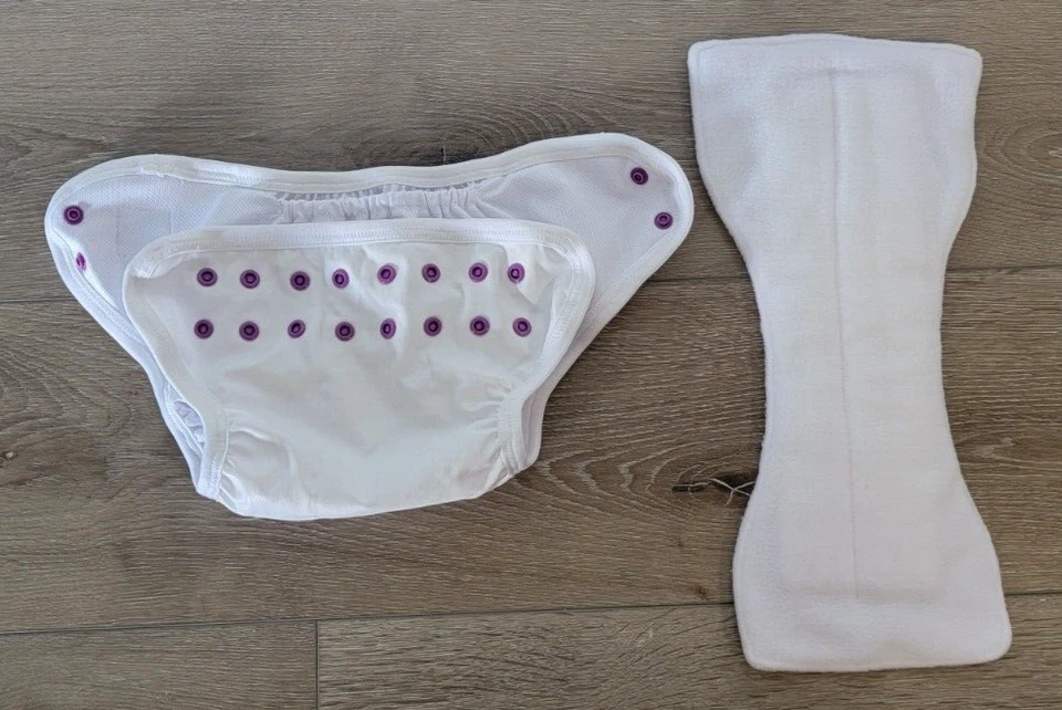 Pañal de tela blanco sin inserción hecho a mano lavable-tela hecho en EE. UU. talla L NUEVO Foto 2 de 4