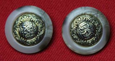 Two 1970s Vintage Oleg Cassini Blazer Buttons Beige Brown Gold Unisex