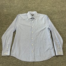 Express Modern Fit Mens Button Up Shirt XL 17-17.5 Blue 100 Cotton Long Sleeve