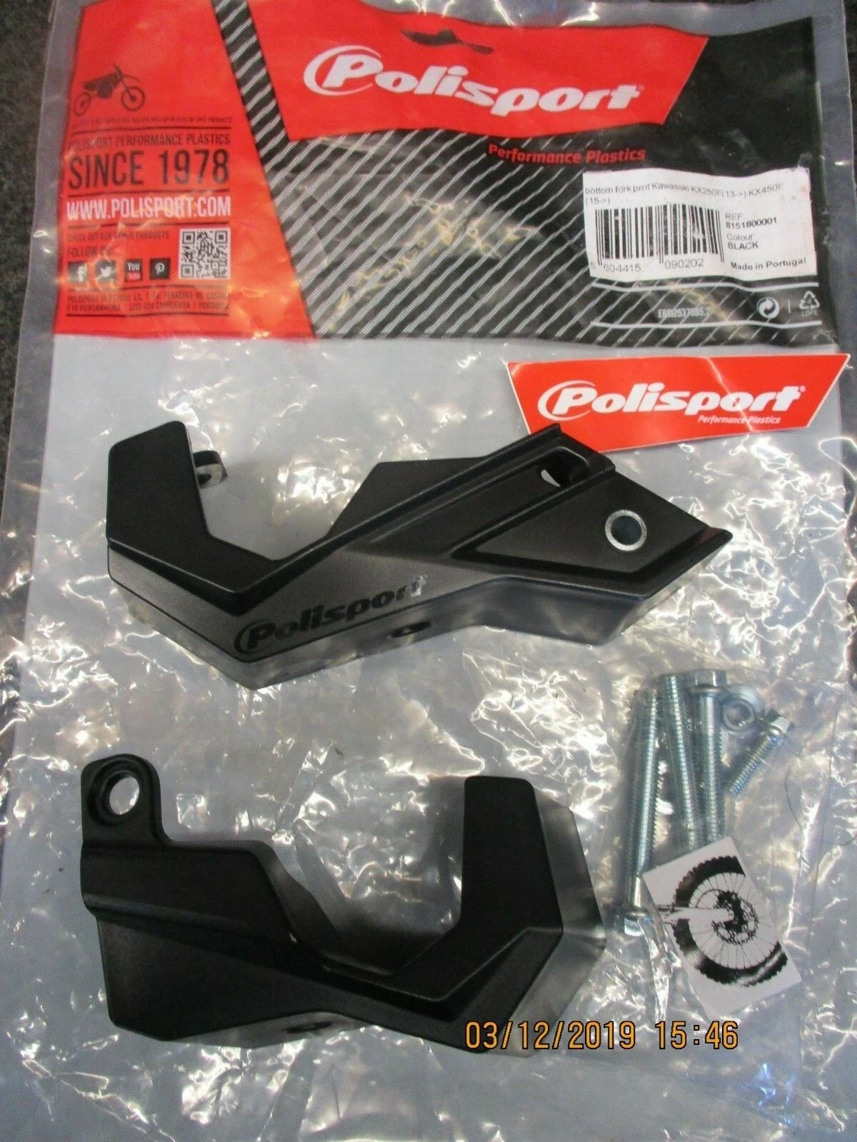 Kawasaki KXF250 KXF450 2015-2018 Polisport black lower fork feet guards KX2811