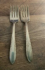 2 National Silver Company EPNS Salad Dessert Forks Flame Pattern Silverplated