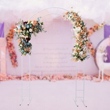 Elegant 7.2ft White Steel Round Arch Rack for Beautiful Event Decor