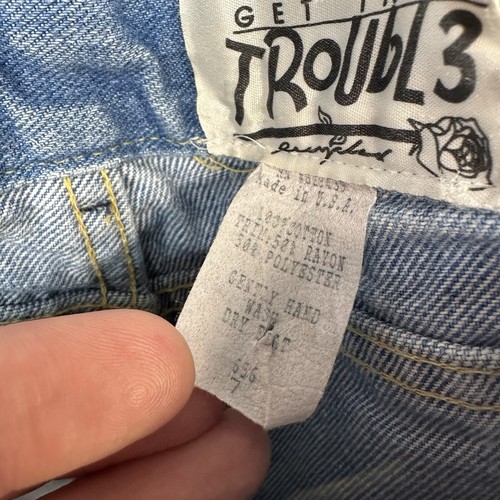 Vintage Lee Riders Kids Denim Jean Shorts Size 7 Patchwork Blue Get Into Trouble - Picture 12 of 12