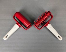2-Pack Pizza Dough Docker Roller + Standard Roller Bubble Killer Red