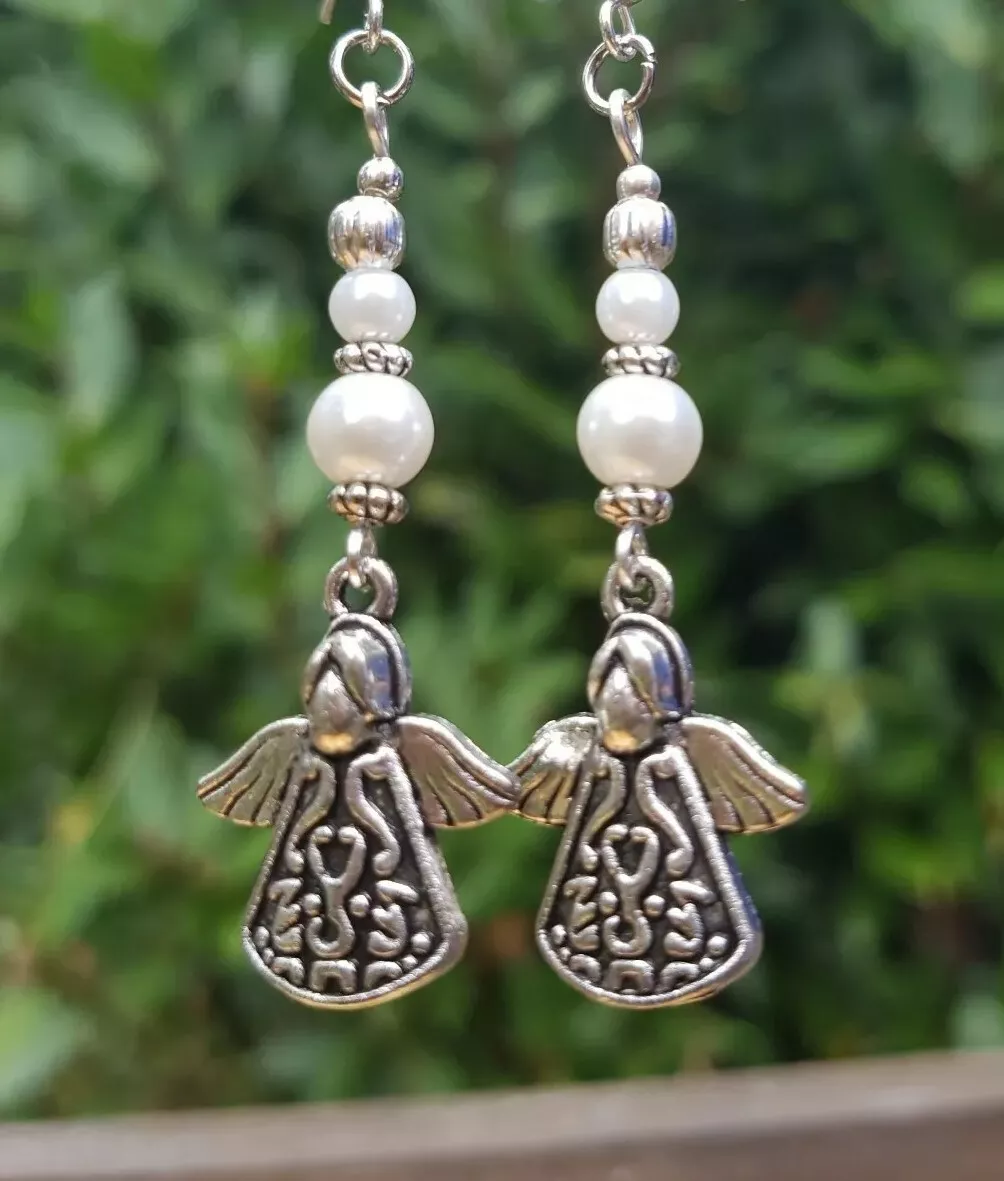 Beaded angel earrings sale