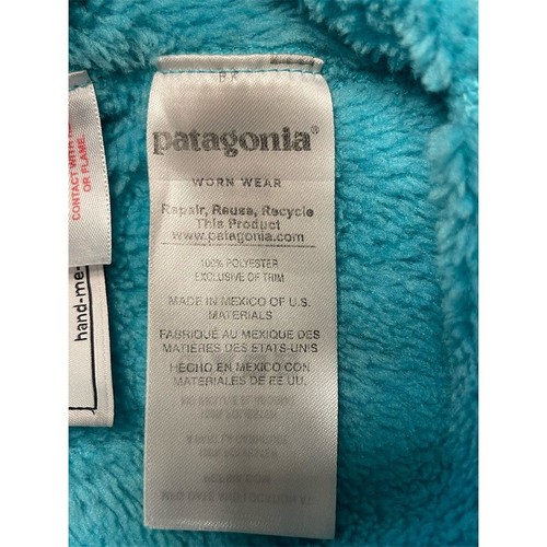 Patagonia Girl’s Snap-T Fleece Pullover Teal Size 12 L Kangaroo Pocket - Picture 7 of 12