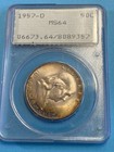 1957-D Ben Franklin Half Dollar PCGS MS64  Vintage Green Holder — photo 1