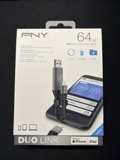 PNY - DUO Link 64GB USB 3.0 OTG Flash Drive for iOS Devices and Computers - Gray