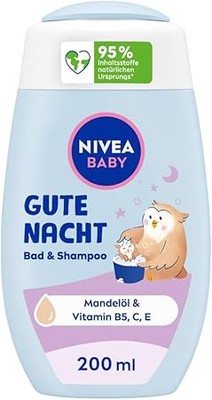 NIVEA BABY Gute Nacht Bad & Shampoo, mildes Babyshampoo Duschgel mit Mandelöl,