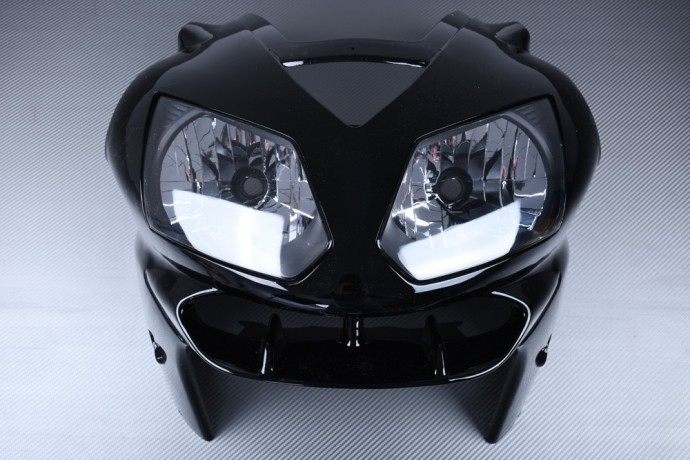 Tête de fourche aérodynamique noire et optique de phare pour Kawasaki ZX12R