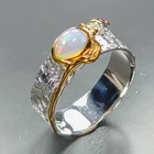 Jewelry gem Natural Opal Ring 925 Sterling Silver Size 6.5 /R472317