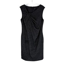 Ann Taylor Sheath Dress Womens Size 10 Charcoal Boucle Wool Blend Herringbone