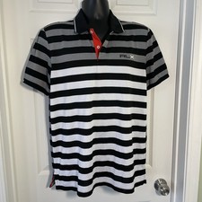 RLX RALPH LAUREN Performance Polo Shirt Short Sleeve Striped Stretch Sz L Golf