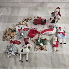 Lot of 12 Traditional Country Rustic Christmas Ornaments  Reindeer, Snowflakes